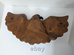 Vintage Wooden Hand Carved Eagle 2 Peg Coat Rack