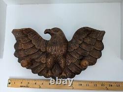 Vintage Wooden Hand Carved Eagle 2 Peg Coat Rack