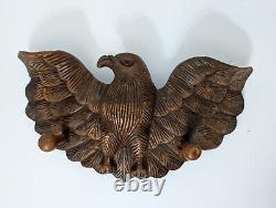 Vintage Wooden Hand Carved Eagle 2 Peg Coat Rack