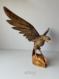 Vintage Wooden Hand Carved Eagle bird 15x23