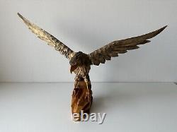 Vintage Wooden Hand Carved Eagle bird 15x23