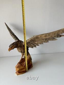 Vintage Wooden Hand Carved Eagle bird 15x23