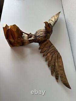 Vintage Wooden Hand Carved Eagle bird 15x23