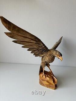 Vintage Wooden Hand Carved Eagle bird 15x23