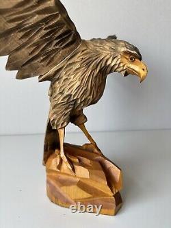 Vintage Wooden Hand Carved Eagle bird 15x23