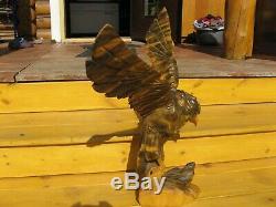 Vintage big beautiful Eagle with a little eaglet. USSR Hand Carved Wood Figure