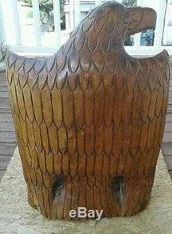 Vintage eagle/hawk wood carving 21 tall beautifully hand carved in Jamaica