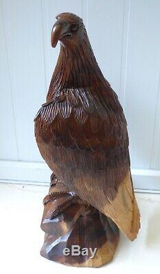 ° Vintage finely hand carved EAGLE sculpture Bird statue 24 Nutwood home decor