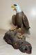 Vintage Hand Carved Painted Wood Folk Art Bald Eagle Bird Sculpture Statue