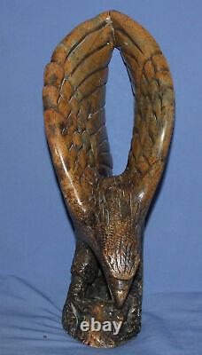 Vintage hand carved stone eagle statuette