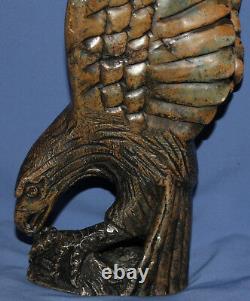 Vintage hand carved stone eagle statuette