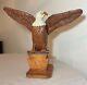 Vintage Hand Carved Wood Folk Art American Bald Eagle Bird Sculpture Statue