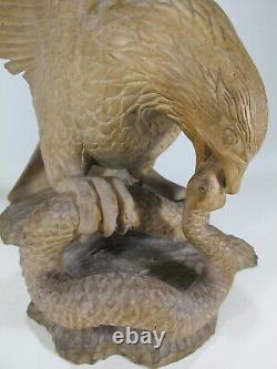 Vintage hand carved wood eagle sculpture # D11302