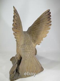 Vintage hand carved wood eagle sculpture # D11302