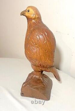 Vintage hand carved wood folk art glass eye bird eagle sculpture statue figure
