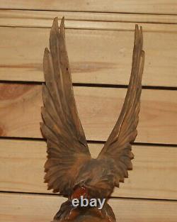 Vintage hand carving wood eagle figurine