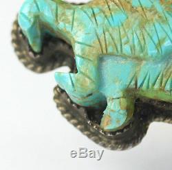 Vintage turquoise eagle bolo slide 925 silver native American Indian hand carved