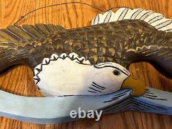 Vtg Bellamy Style Eagle Folk Art Hand Carved Wood Gilt American Wall Hanging 3ft