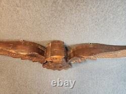 Vtg Folk Art Hand Carved Wood Gilt American Bellamy Style Eagle Wall Hanging 3ft