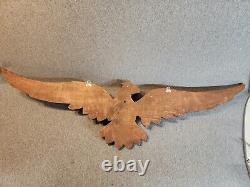 Vtg Folk Art Hand Carved Wood Gilt American Bellamy Style Eagle Wall Hanging 3ft