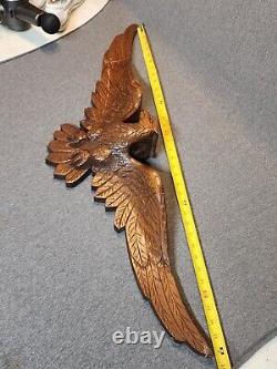 Vtg Folk Art Hand Carved Wood Gilt American Bellamy Style Eagle Wall Hanging 3ft