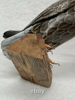 Vtg Orig Wooden Bald Eagle Carving Decoy Hand Carved Painted Aviary Bird Decor