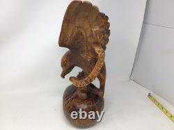 Vtg WOOD CARVED AMERICAN EAGLE World SCULPTURE 14 USASA Always Vigilant Vietnam