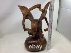 Vtg WOOD CARVED AMERICAN EAGLE World SCULPTURE 14 USASA Always Vigilant Vietnam