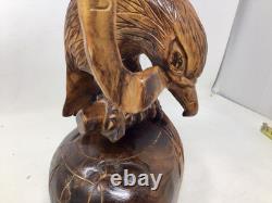 Vtg WOOD CARVED AMERICAN EAGLE World SCULPTURE 14 USASA Always Vigilant Vietnam