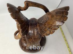 Vtg WOOD CARVED AMERICAN EAGLE World SCULPTURE 14 USASA Always Vigilant Vietnam