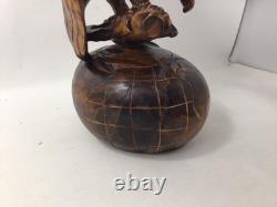 Vtg WOOD CARVED AMERICAN EAGLE World SCULPTURE 14 USASA Always Vigilant Vietnam