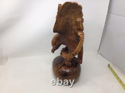 Vtg WOOD CARVED AMERICAN EAGLE World SCULPTURE 14 USASA Always Vigilant Vietnam