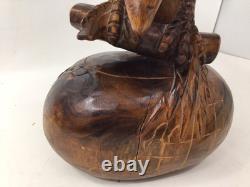 Vtg WOOD CARVED AMERICAN EAGLE World SCULPTURE 14 USASA Always Vigilant Vietnam