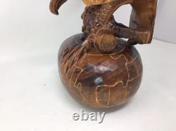 Vtg WOOD CARVED AMERICAN EAGLE World SCULPTURE 14 USASA Always Vigilant Vietnam