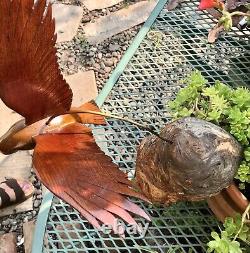 Vtg Wood Hand Carved Wood Eagle OOAK Statue Figurine Rare Wall Hanging USA Art