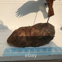 Vtg Wood Hand Carved Wood Eagle OOAK Statue Figurine Rare Wall Hanging USA Art