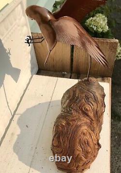 Vtg Wood Hand Carved Wood Eagle OOAK Statue Figurine Rare Wall Hanging USA Art