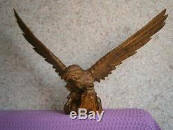 WOW! Vintage SOVIET RUSSIAN Wooden Hand Carved Large EAGLE Figure USSR