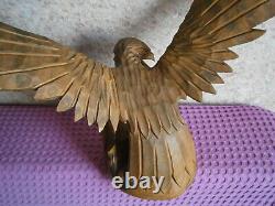 WOW! Vintage SOVIET RUSSIAN Wooden Hand Carved Large EAGLE Figure USSR