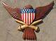 Wwii U. S. Eagle Flag Shield Plaque Hand Carved Wood Trench Art Army Cannons Pow