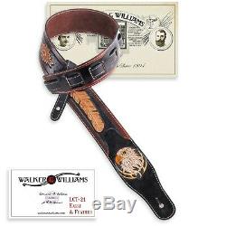 Walker & Williams LCT-21 Hand Tooled Leather Strap Eagle & Feather Design