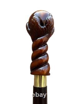 Walking stick eagle handle hand carved walking cane foot eagle stick wooden gift