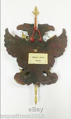 Wall Panel Coat Armor Wooden Handcarved 4 Swords Holder Doble Two Head Eagle