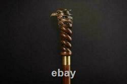 Watching Eagle Cane, Wooden Walking Stick, Hand Carved Handmade Hiking Stick