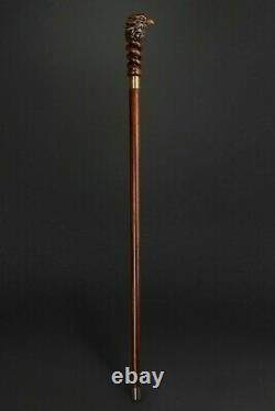 Watching Eagle Cane, Wooden Walking Stick, Hand Carved Handmade Hiking Stick