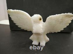 White Agate Natural Gemstone Hand Made Carving With Open Wings Beautiful Eagle