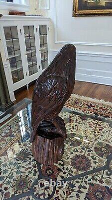 Wood Carved Eagle Falcon Hawk With Brass Beak And Talons SARREID LTD. Korea 23