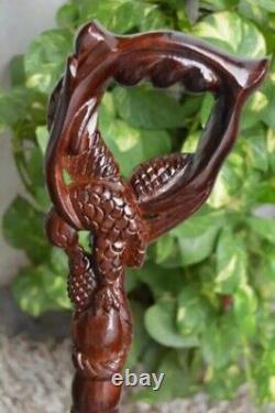 Wooden Hand Carved Eagle Head Handle Wooden Walking Stick Comfortable Size Woode