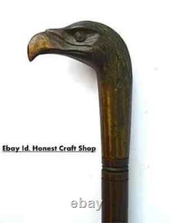 Wooden Walking Stick Handmade Unique Eagle Head Handle Hand Carved Walking Cane