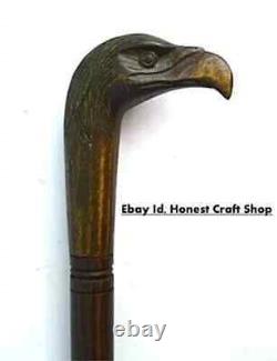 Wooden Walking Stick Handmade Unique Eagle Head Handle Hand Carved Walking Cane